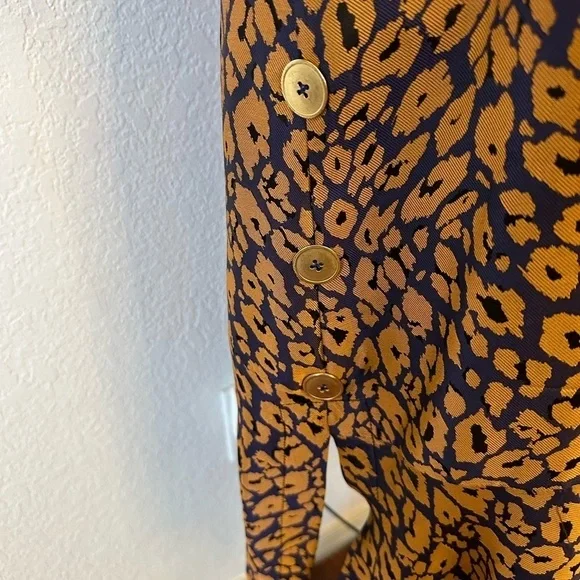Zero+Maria Cornejo Lumi Cheetah Jacquard Ink Jet Apricot Blue & Copper dress -4 - Picture 3 of 10